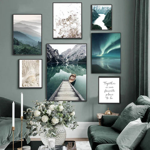 Bergsee Villmark Landskap Veggkunst Kunsttrykk Lerret Plakater Bilder av Ro for Oppholdsrom Spisestue Dekor | Skanto