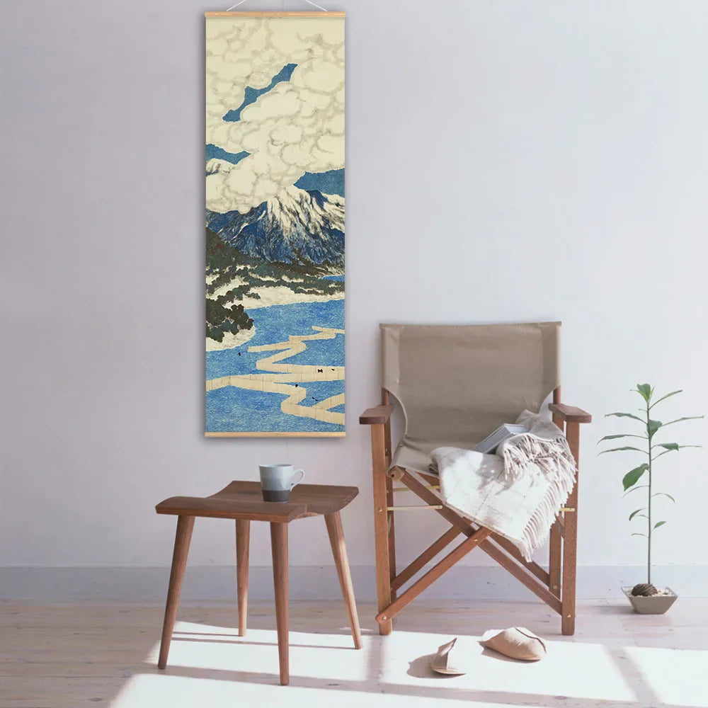 Japansk Ou-Mi Ukiyoe Rulleskriftsutskrift Poster Landskap Veggkunst Bilder Stue Vintage Maleri Bondegård Innredning