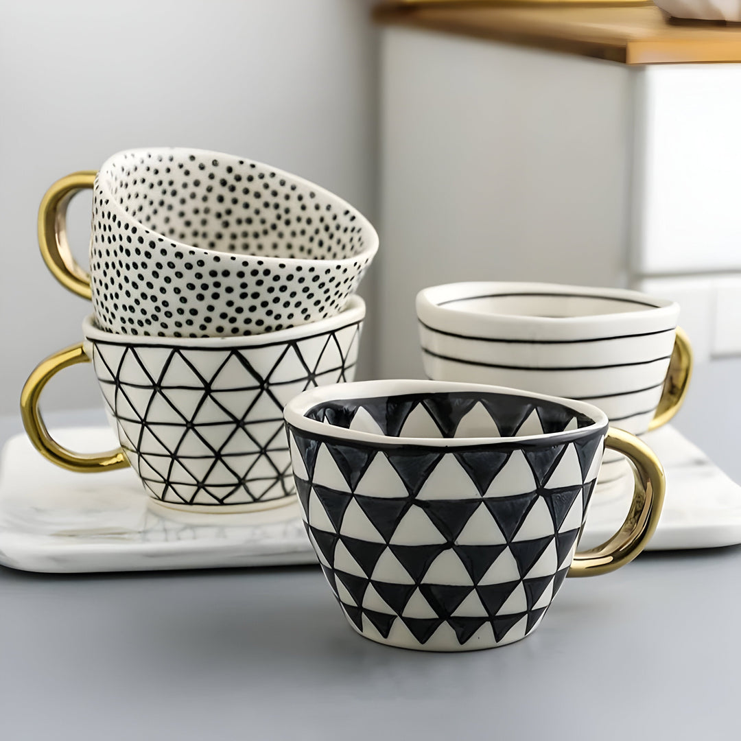 Keramisk krus med geometrisk design – Stilig og moderne | Ideell for kaffe eller te