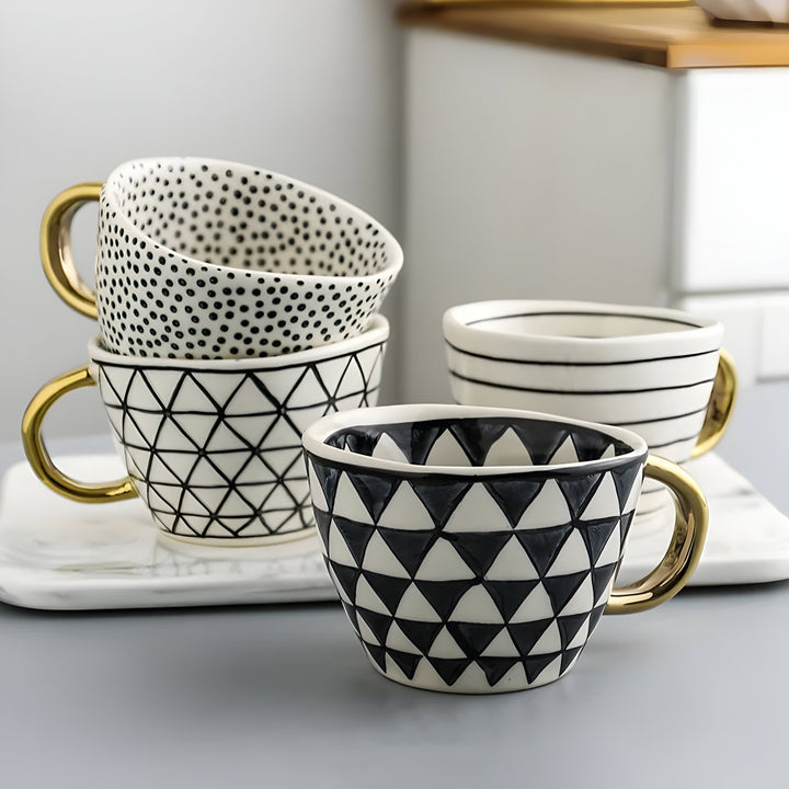 Keramikkopp med geometrisk design – Stilig og moderne | Ideell for kaffe eller te | Skanto