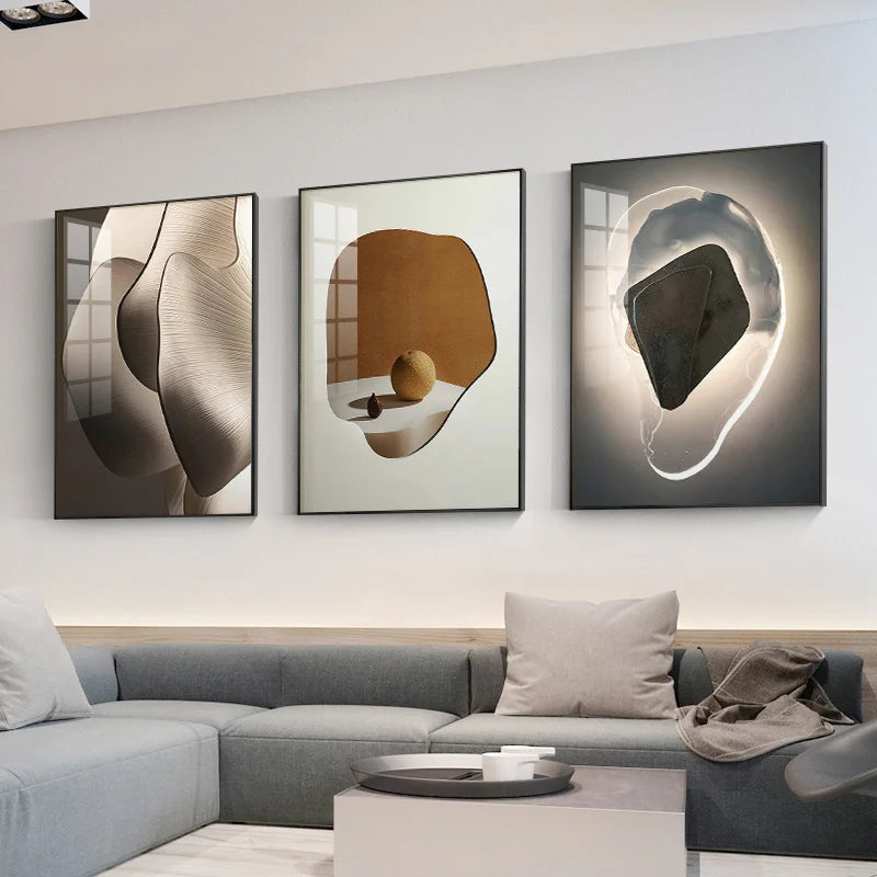 Moderne Estetikk Abstrakt Geometri Veggkunst Fint Kunst Lerret Utskrifter Bilder For Luksus Leilighet Stue Spisestue Inngang Foyer Kunst Dekor | Skanto