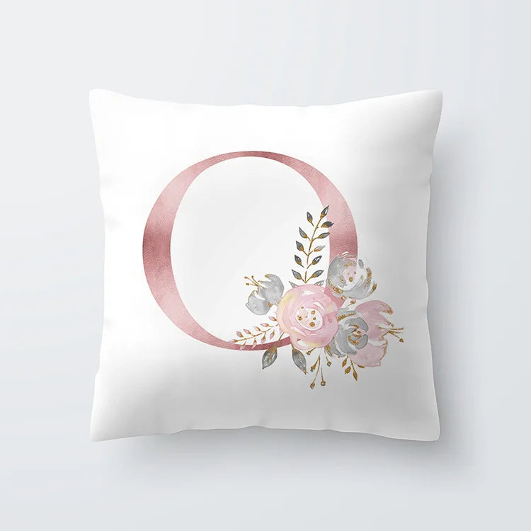 Rosa Gylden Blomsterbokstav Putevar 45x45cm Putevar For Stue Sofa Kastepute Polyester Bomull Firkantede Putekover | Skanto