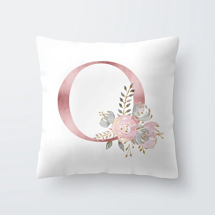 Rosa Gylden Blomsterbokstav Putevar 45x45cm Putevar For Stue Sofa Kastepute Polyester Bomull Firkantede Putekover | Skanto