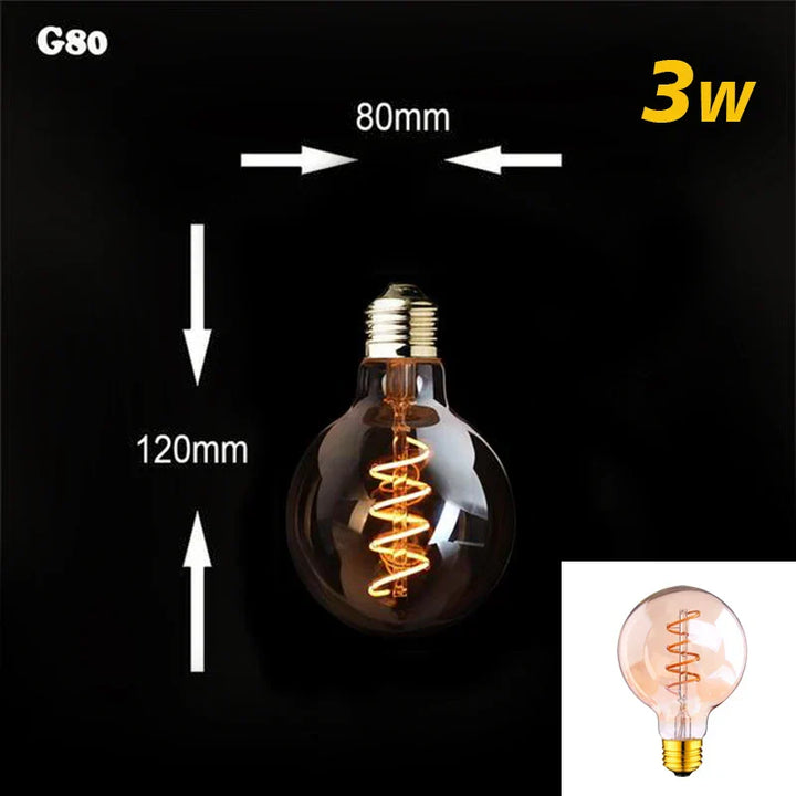 Skanto | Dimbar Vintage LED Lyspære (3W, E27 Undersøkelse) - Gull Spiral Filament for Kroner & Dekorativ Belysning