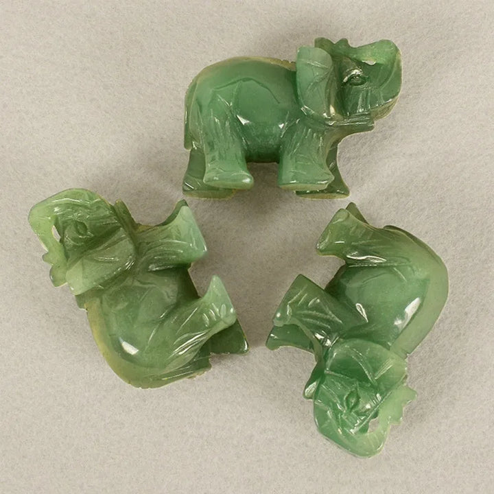Skanto | Grønn Aventurin Jade Stein Elefant Statue