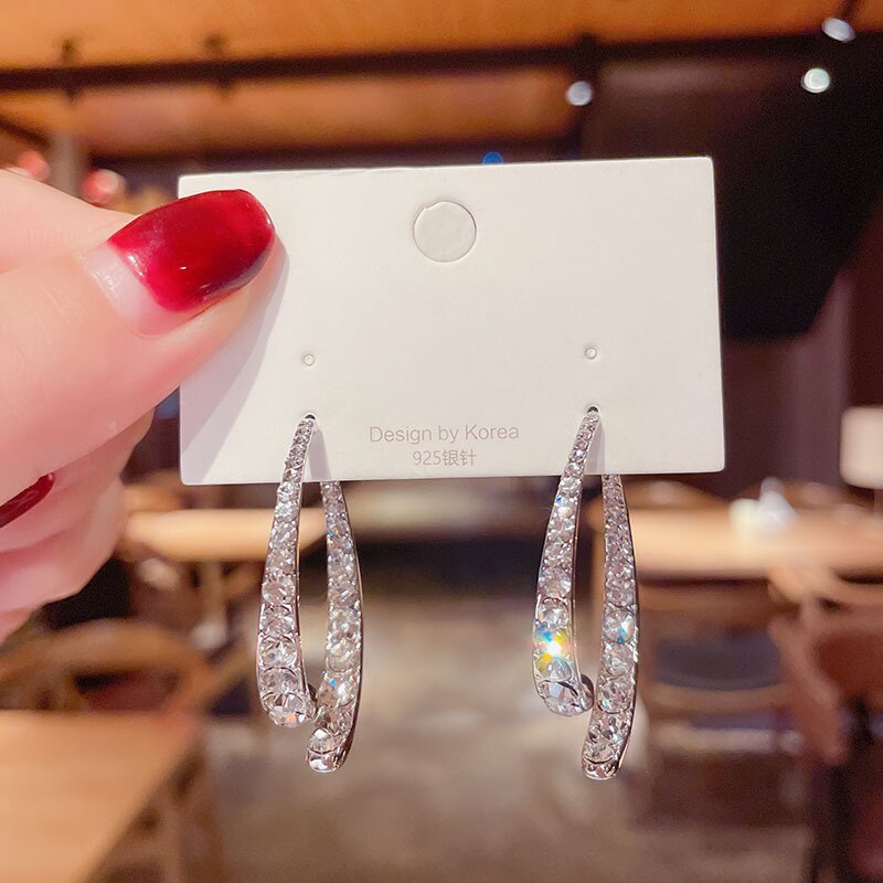 Skanto | Koreansk stil rhinestone geometriske øreringer
