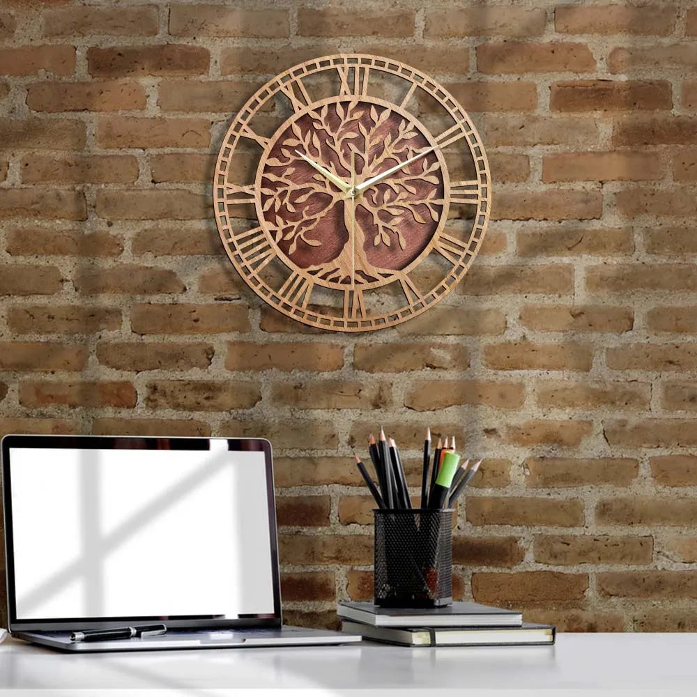 Skanto | WoodArt | Rustikk veggklokke laget av tre i vintage stil