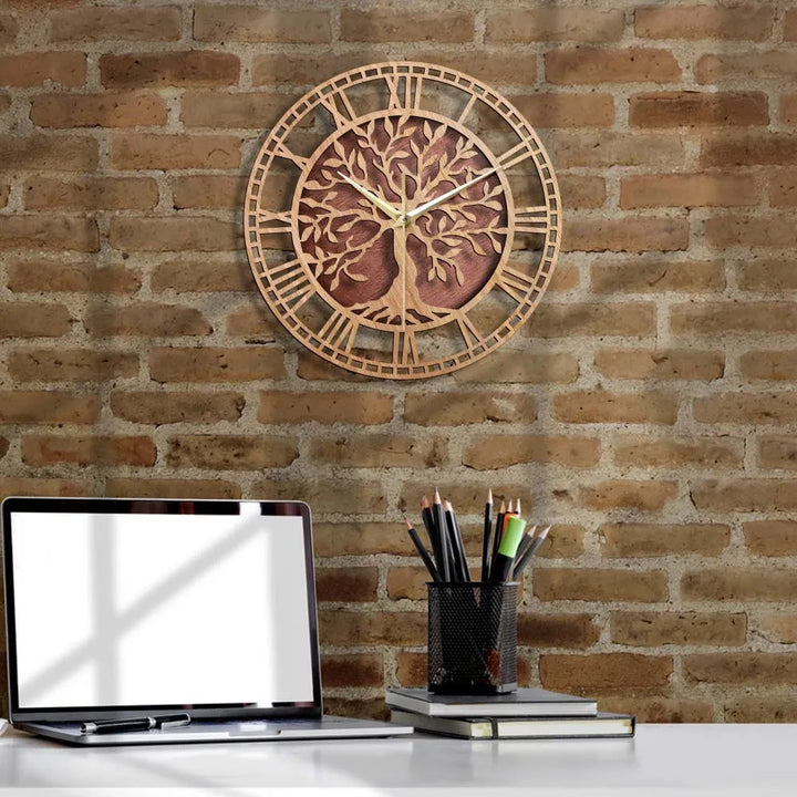 Skanto | WoodArt | Rustikk veggklokke laget av tre i vintage stil
