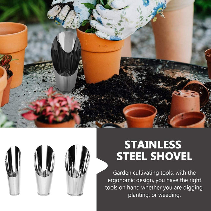 Skanto | Rustfritt Stål Scoop for Pottemuld – Robust Plantescoop for Hage og Balkong