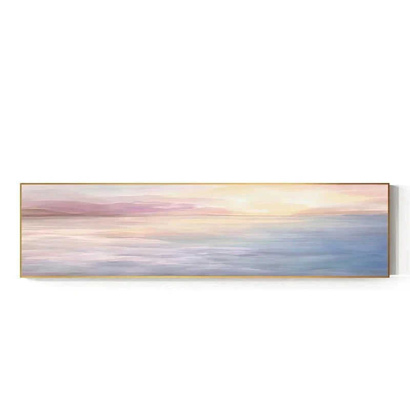 Pastellblå Rosa Lilla Abstrakt Landskap Veggkunst Fine Art Lerretstrykk Bredformatbilde Til Soverommet Over Sengen Eller Over Sofaen | Skanto