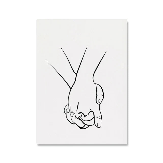 Romantiske elskere minimalistisk figurkunst linjekunst veggkunst fin kunst lerretsutskrifter bilder for soverom stue hjemme kontor dekor | Skanto