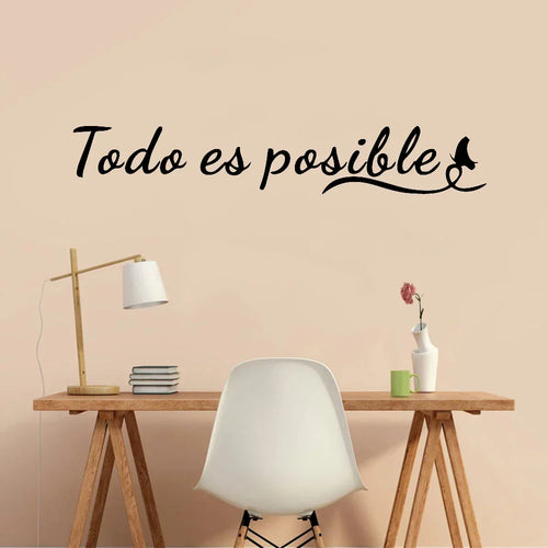 Todo Es Posible Inspirerende Spansk Setning Sitater Veggklistremerke Alt Er Mulig Veggdekor Fjernbar Peel og Stick Kreativ DIY Hjemmeinnredning | Skanto