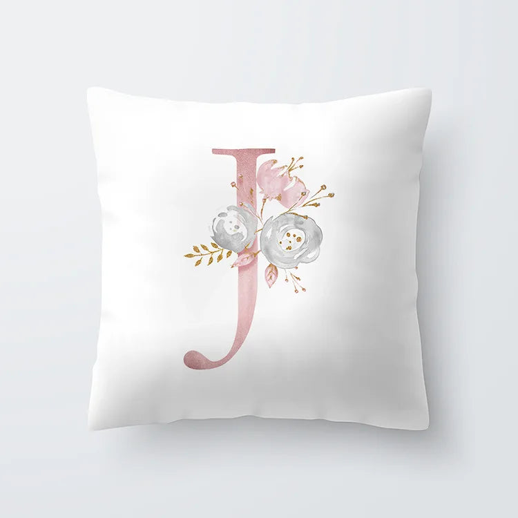 Rosa Gylden Blomsterbokstav Putevar 45x45cm Putevar For Stue Sofa Kastepute Polyester Bomull Firkantede Putekover | Skanto
