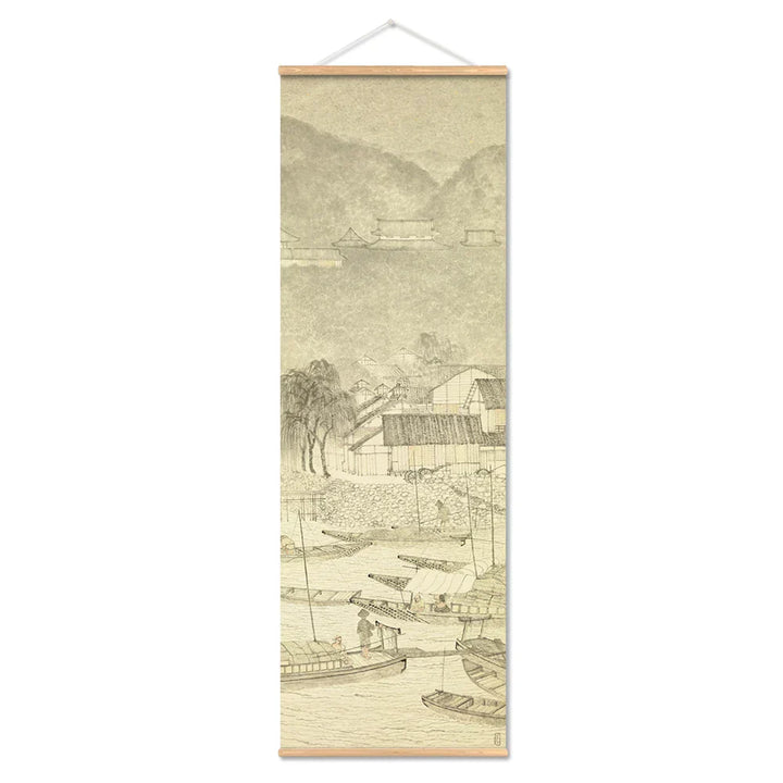 Japansk Ou-Mi Ukiyoe Rulleskriftsutskrift Poster Landskap Veggkunst Bilder Stue Vintage Maleri Bondegård Innredning
