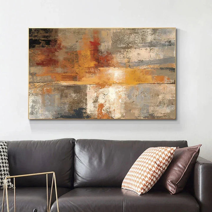 Stort Format Abstrakt Veggkunst Fine Art Lerretsutskrifter Beige Grå Oransje Nøytral Farge Moderne Veggdekor Bilde For Moderne Stueinnredning | Skanto