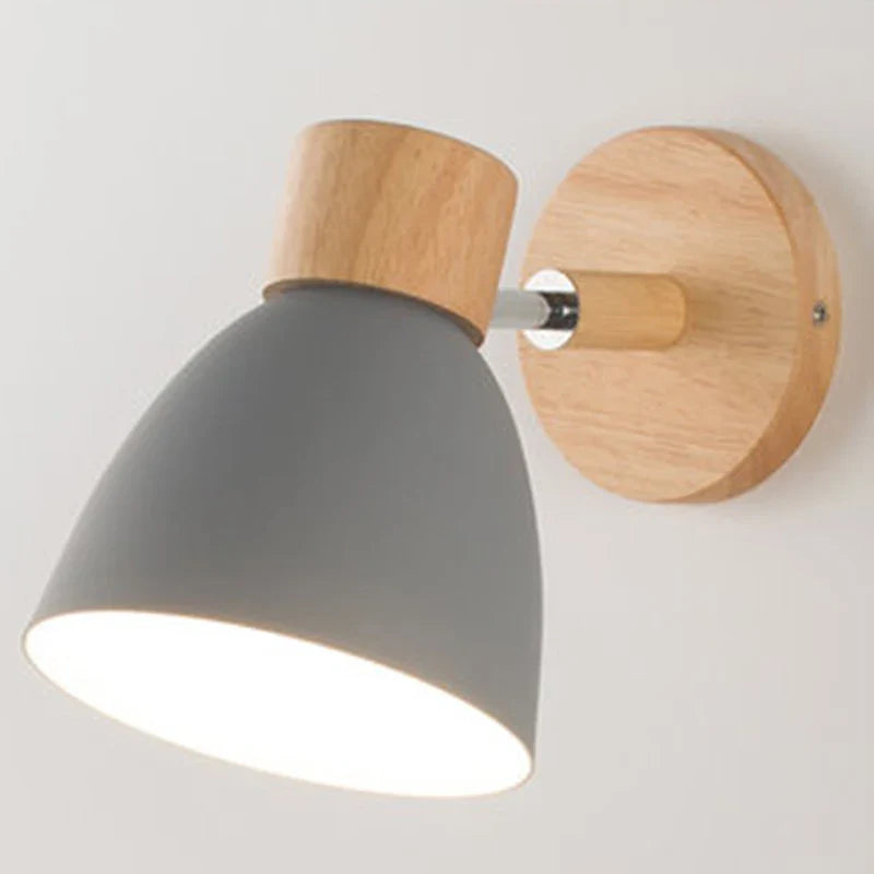 Skanto | LumoNord Macaron Vegglampe | Tre & Metall | 90° Svingbart Lyskildehode | Skandinavisk Design | E27 Sokkel (uten pære)
