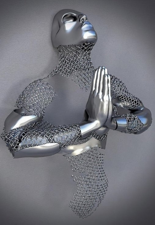 Skanto | Metallfigur Statuer Stiler Abstrakt Lærred Maleri Par Veggkunst Kjærlighet Skulptur Plakat Trykk Hjemmedekorasjon Stue Gaver