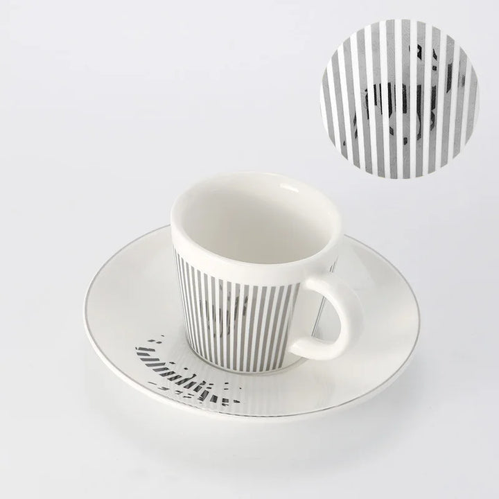 Skanto | Kreativ dynamisk SLR kopp Leopard anamorfisk zebra kopp Luycho kaffe te kopp sett med underlag 90ml-225ml