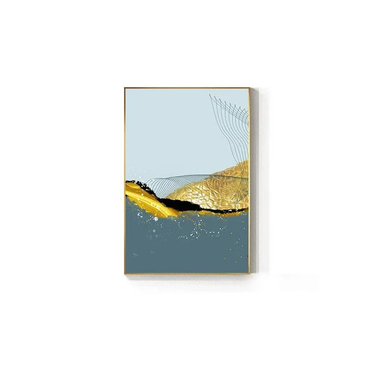 Blå Gylden Minimalistisk Veggkunst Fin Kunst Lærredstrykk Skandinaviske Abstrakte Bilder For Moderne Leilighet Stue Hjemmekontor Dekor | Skanto