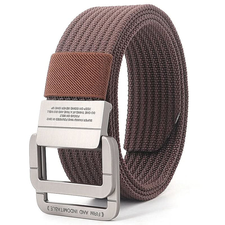 Skanto | Unisex lerretsbelte – Dobbel metallring spenne, justerbar
