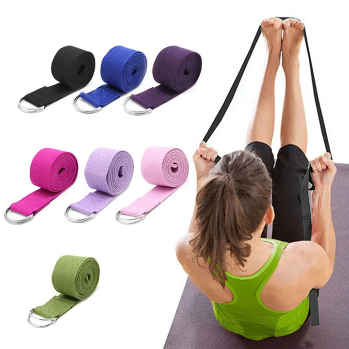 Skanto | Premium bomull yoga stropp med justerbar D-ring spenne for stretching og pilates