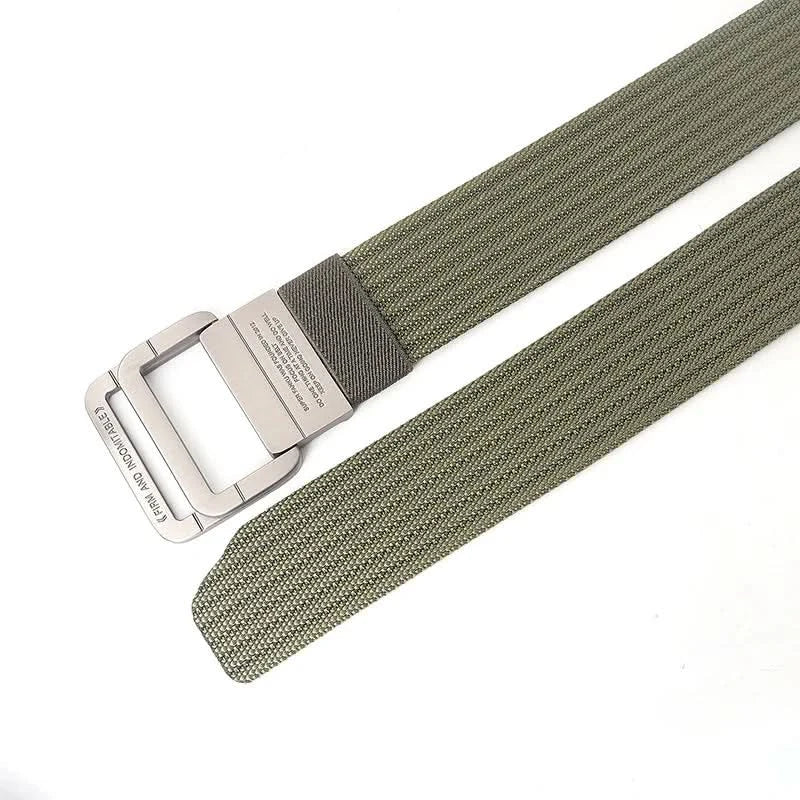 Skanto | Unisex lerretsbelte – Dobbel metallring spenne, justerbar