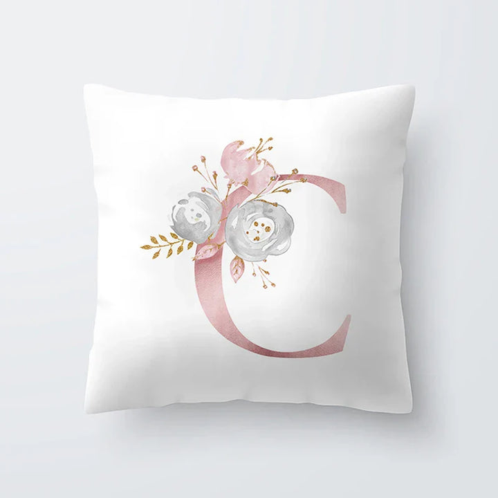Rosa Gylden Blomsterbokstav Putevar 45x45cm Putevar For Stue Sofa Kastepute Polyester Bomull Firkantede Putekover | Skanto