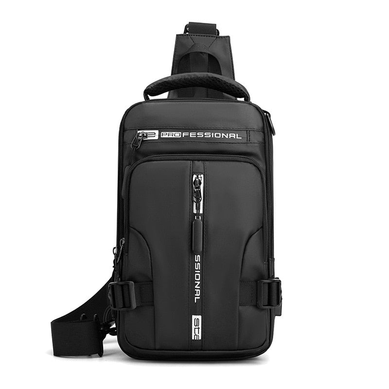 Skanto | Vanntett Oxford Crossbody Bag, Tyverisikkert Sling Bag, USB Lading & Flerlommes Design