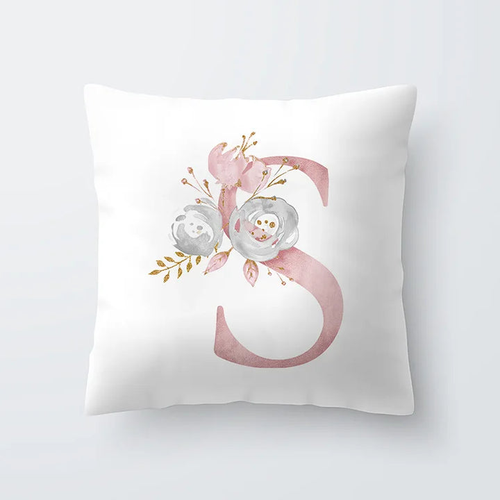 Rosa Gylden Blomsterbokstav Putevar 45x45cm Putevar For Stue Sofa Kastepute Polyester Bomull Firkantede Putekover | Skanto