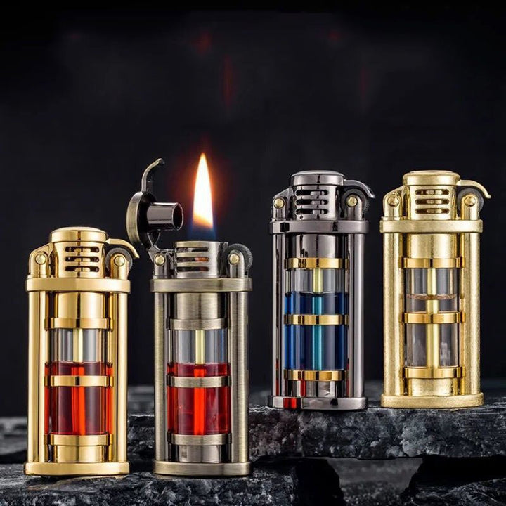 Transparent vindtett Metall Kerosene Flamme Fusjon Lighter | Skanto