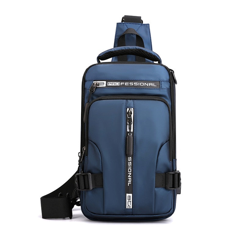 Skanto | Vanntett Oxford Crossbody Bag, Tyverisikkert Sling Bag, USB Lading & Flerlommes Design