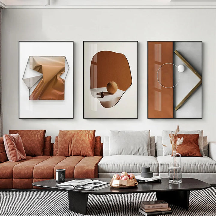 Moderne Estetikk Abstrakt Geometri Veggkunst Fint Kunst Lerret Utskrifter Bilder For Luksus Leilighet Stue Spisestue Inngang Foyer Kunst Dekor | Skanto