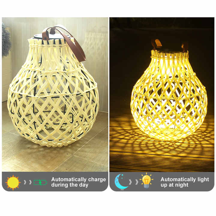 Skanto | Solr LED Rattanlampe – Stor utendørs belysning i oval design for hage og terrasse