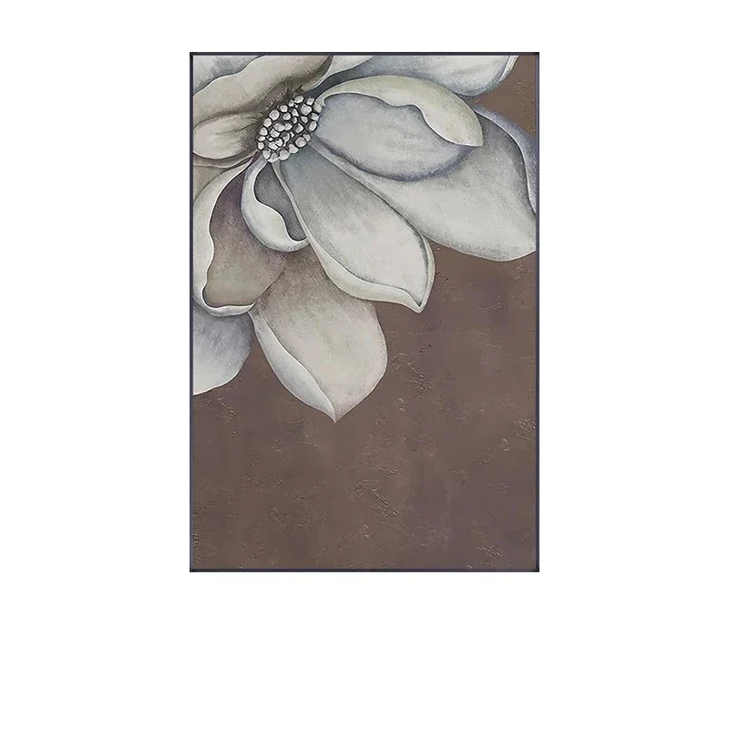 Skandinavisk Stor Blomster Veggkunst Fine Art Lerret Utskrifter Hvite Petal Blomst Plakater Moderne Botaniske Bilder For Foyer Stue | Skanto
