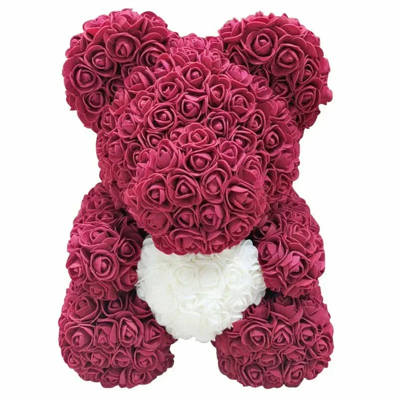 Rosen-Teddybär mit handgefertigten Schaumstoffrosen – 40 cm