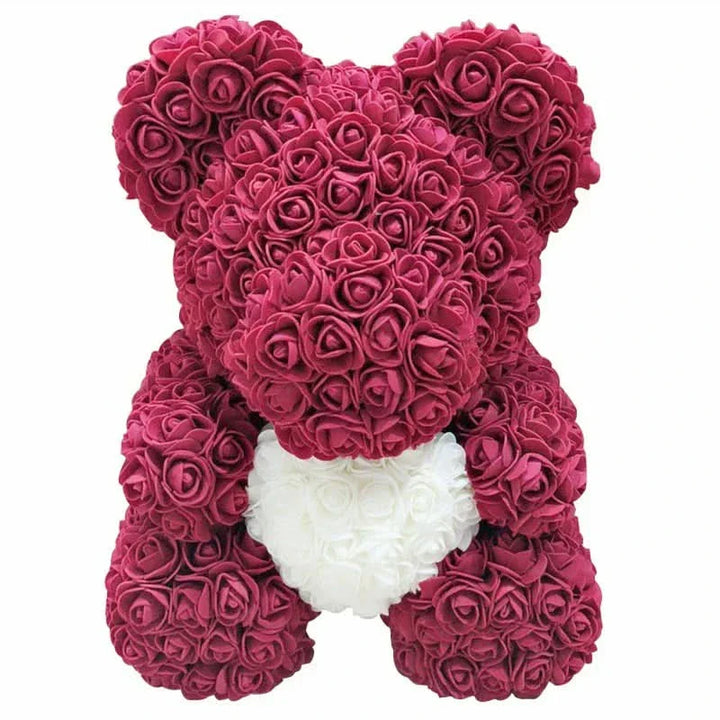Rosen-Teddybär mit handgefertigten Schaumstoffrosen – 40 cm