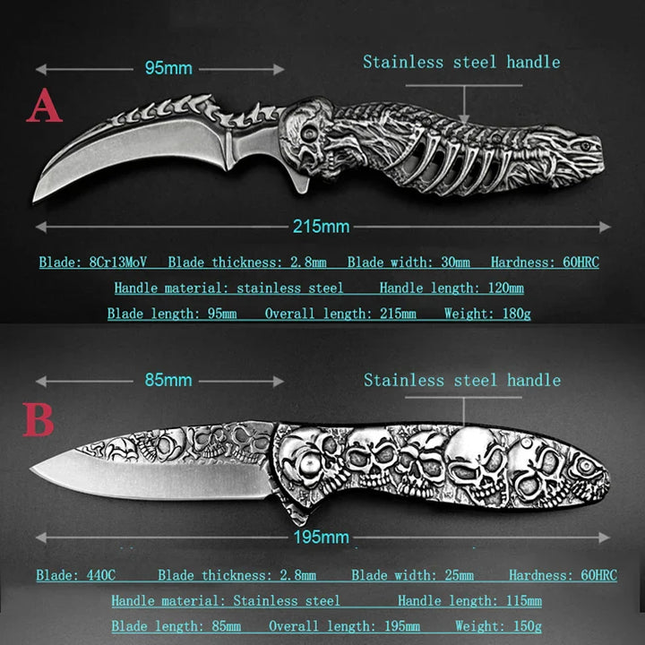 Taktisk Natt Skull Foldbar Lommekniv | Skanto