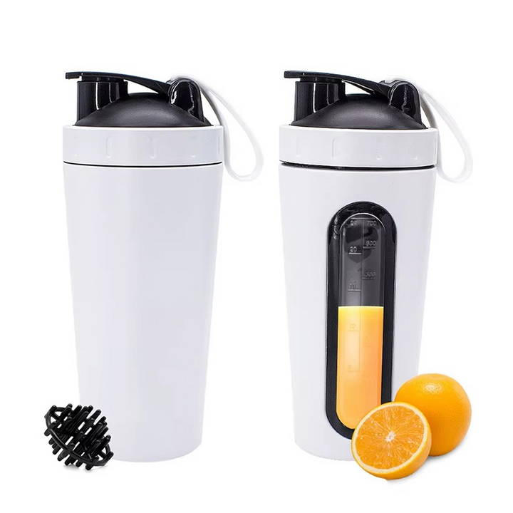 Skanto | Rustfritt stål 24oz sports shakerflaske med måleskala for trening og utendørs fitness
