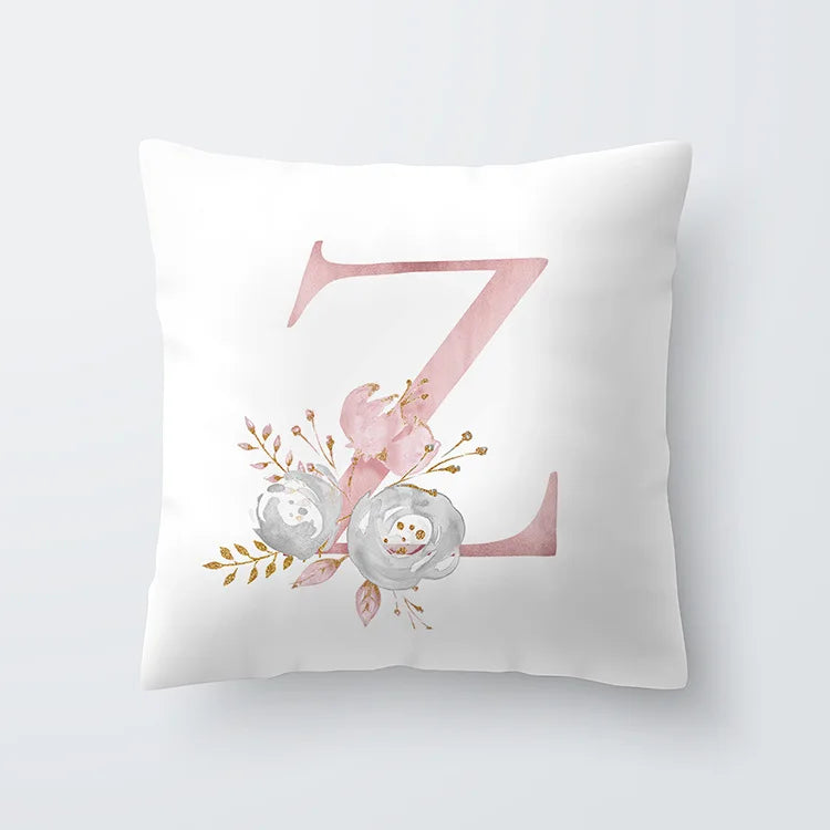 Rosa Gylden Blomsterbokstav Putevar 45x45cm Putevar For Stue Sofa Kastepute Polyester Bomull Firkantede Putekover | Skanto