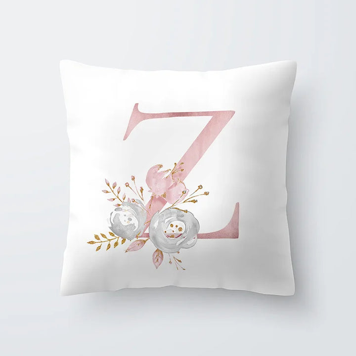 Rosa Gylden Blomsterbokstav Putevar 45x45cm Putevar For Stue Sofa Kastepute Polyester Bomull Firkantede Putekover | Skanto