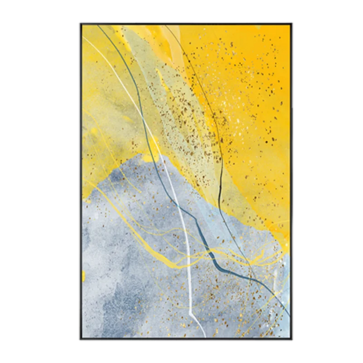 Abstrakt blå gul grå marmor trykk veggkunst fine art lerret trykk bilder for moderne leilighet stue hjemmekontor kunst dekor | Skanto