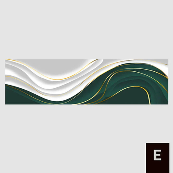 Moderne Abstrakt Grønn Grå Gull Flytende Bånd Veggkunst Fine Art Lærretutskrifter Høy Format Bilder For Stue Foyer Trapp Wall Decor | Skanto