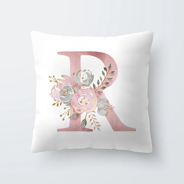Rosa Gylden Blomsterbokstav Putevar 45x45cm Putevar For Stue Sofa Kastepute Polyester Bomull Firkantede Putekover | Skanto