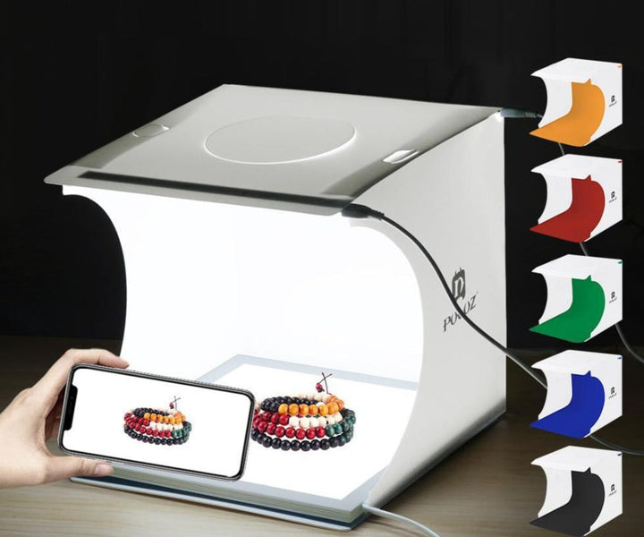 Skanto | Mini Photo Studio "LumiCube" med LED-belysning og 6 bakgrunner