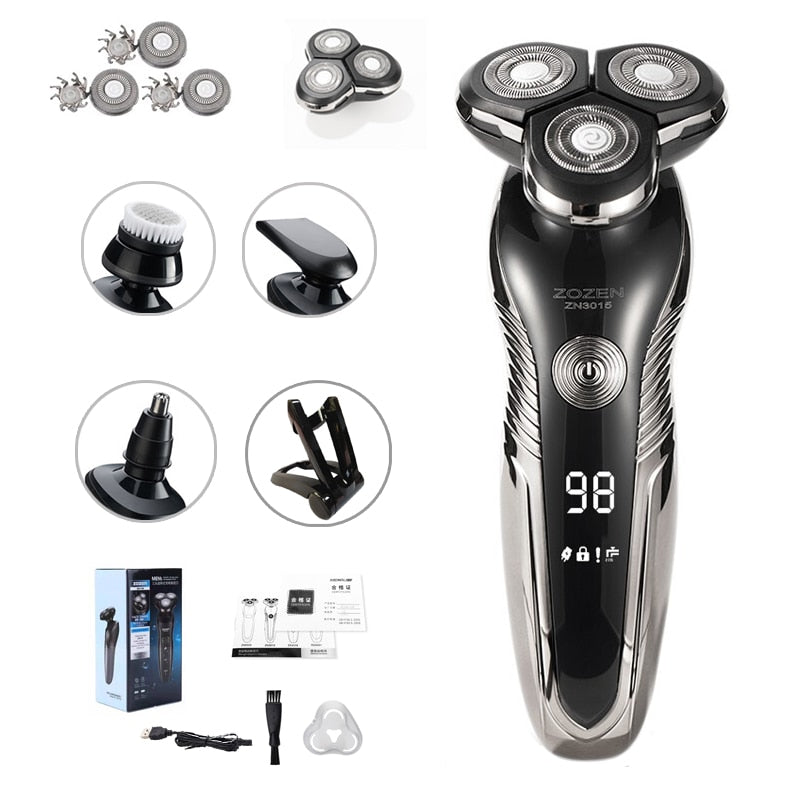 Skanto | Oppladbar våt- og tørr elektrisk barbermaskin for menn – Vanntett grooming med LCD-skjerm