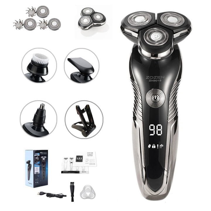 Skanto | Oppladbar våt- og tørr elektrisk barbermaskin for menn – Vanntett grooming med LCD-skjerm