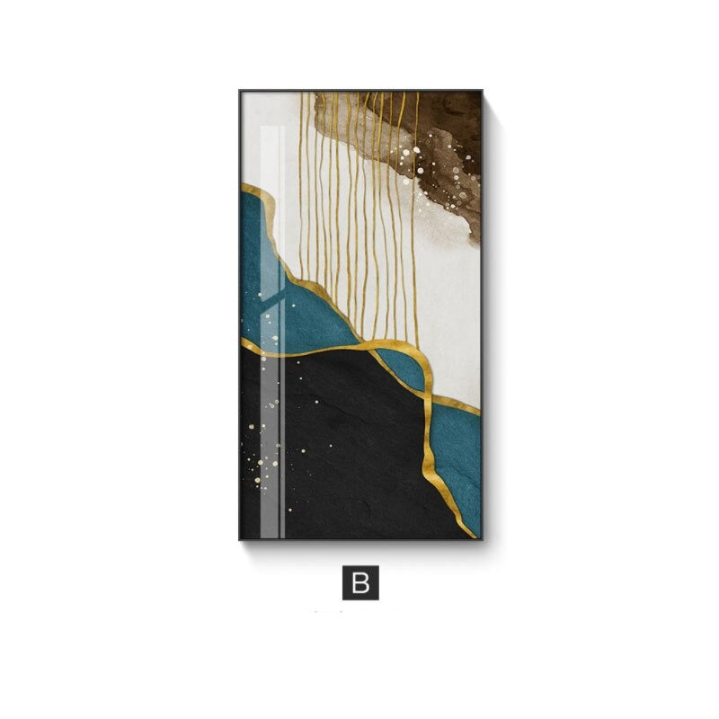 Abstrakt Gylden Regn Vertikalt Format Veggkunst Fine Art Lerretstrykk Bilder For Inngangshall Resepsjon Stue Kunst Dekor | Skanto