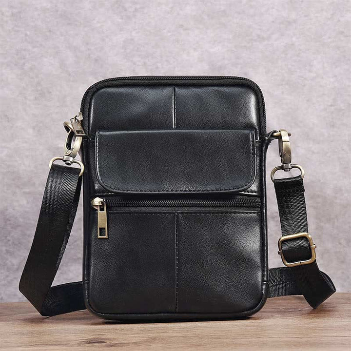 Skanto | Herre Liten Ekte Skinn Skulderveske – Kompakt Crossbody med Justerbar Stropp