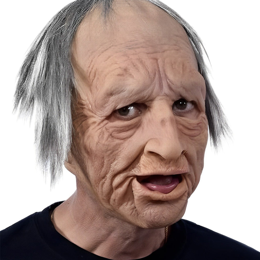 Realistisk Gammel Mann Maske – Halloween og Cosplay Lateks Maske med Bevegelig Mun | Skanto