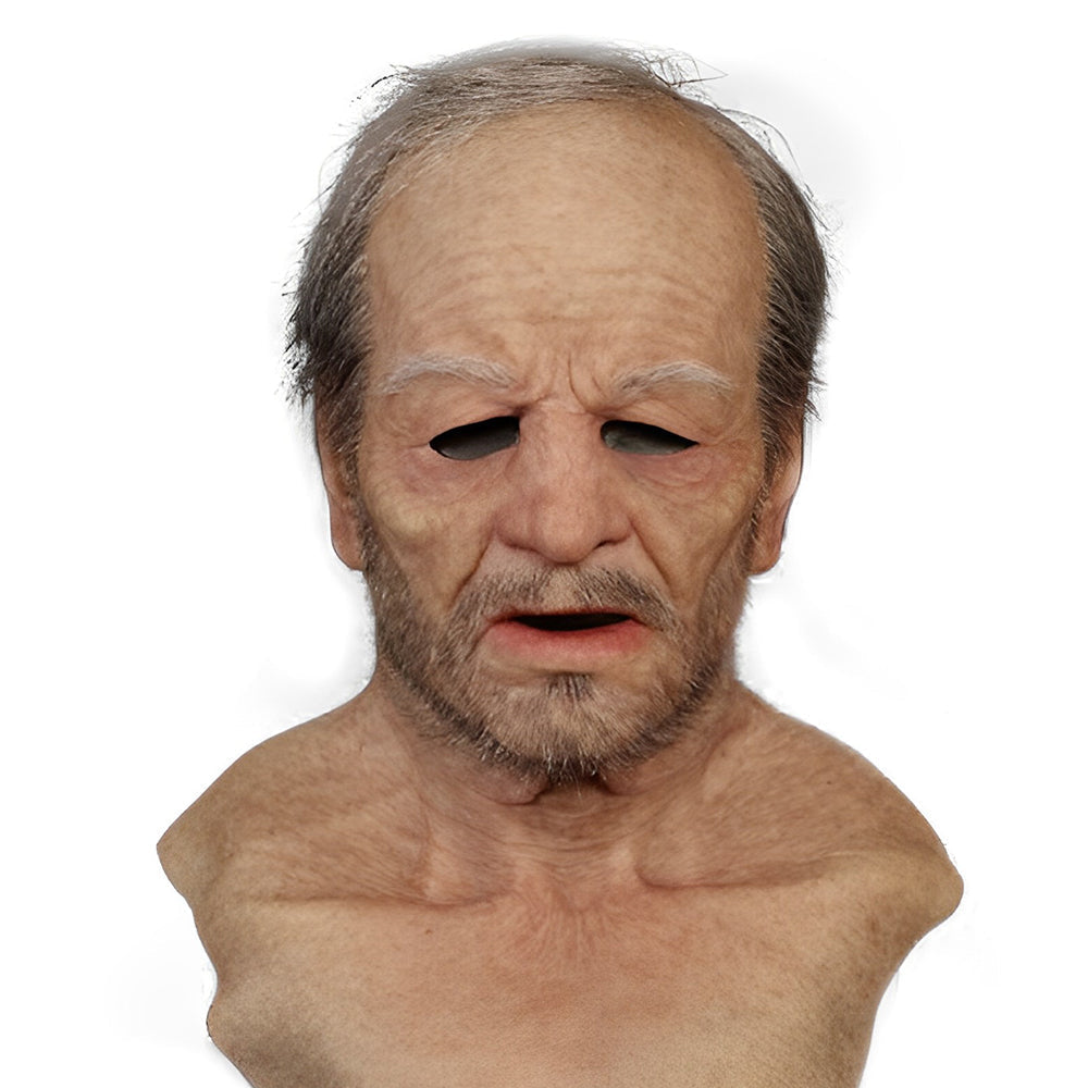 Realistisk Gammel Mann Maske – Halloween og Cosplay Lateks Maske med Bevegelig Mun | Skanto